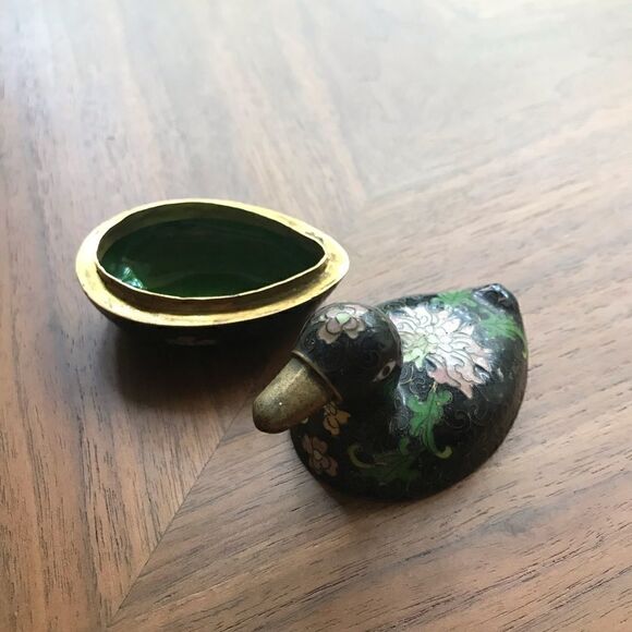 Antique Enamel duck ring holder - Picture 4 of 5